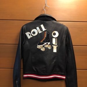 Roller Skate Pleather Bomber Jacket